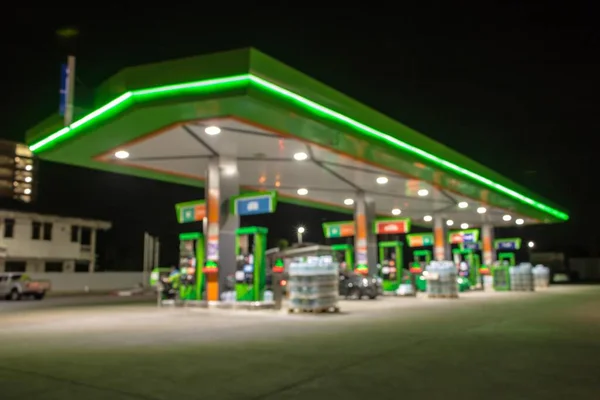 Atmosphere Lighting Blurred Gas Station Night — Stock Photo, Image