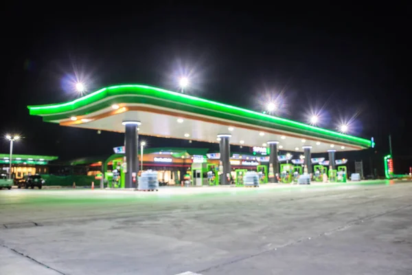 Atmosphere Lighting Blurred Gas Station Night — Stock Photo, Image