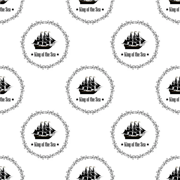 Sign of King of the Sea. Seamless vector pattern. — Stock Vector