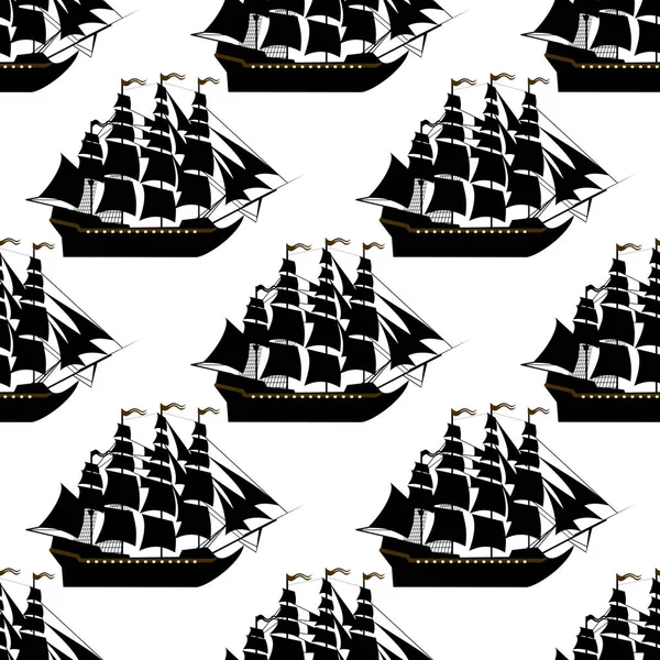 Ship seamless pattern on white background. — Stock Vector