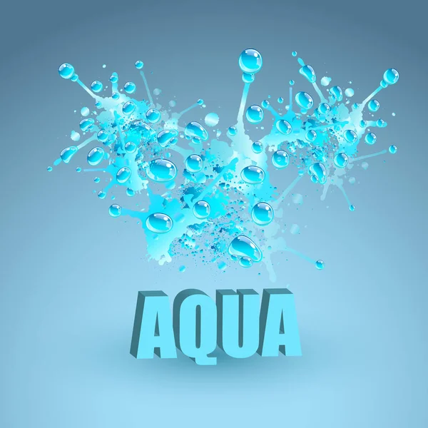 Salpicadura de agua azul, ilustración vectorial . — Vector de stock