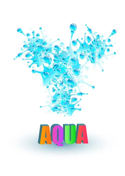 Blauw water splash, vectorillustratie. — Stockvector