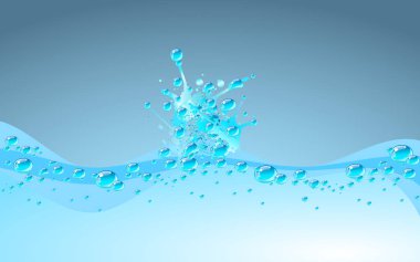 Mavi su sıçrama, vektör çizim.