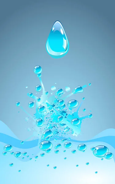 Salpicos de água azul, ilustração vetorial . — Vetor de Stock