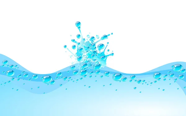 Percikan air biru, ilustrasi vektor . - Stok Vektor