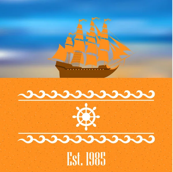 游艇俱乐部或码头的帆船标志 — 图库矢量图片
