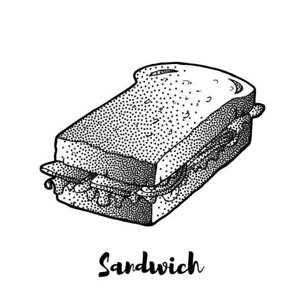 三明治手绘。非常适合餐厅菜单或横幅 — 图库矢量图片