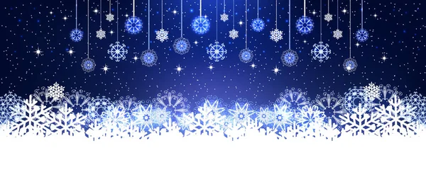 Abstract Christmas Background. Snowflakes, night sky. — Stock Vector