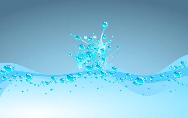 Fondo de ola de agua con salpicadura. Fondo de color azul . — Vector de stock