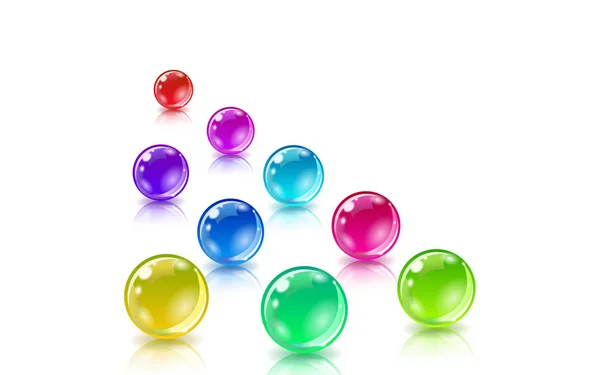 Three balls of different colors on a white background. Gradient mesh not used — Stock Vector