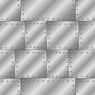 Perçinli metal levhalar ile dikişsiz vektör dokusu. Bu desen ile duvar kağıdı oluşturabilirsiniz, elemanların rengi istediğiniz gibi değiştirilebilir.