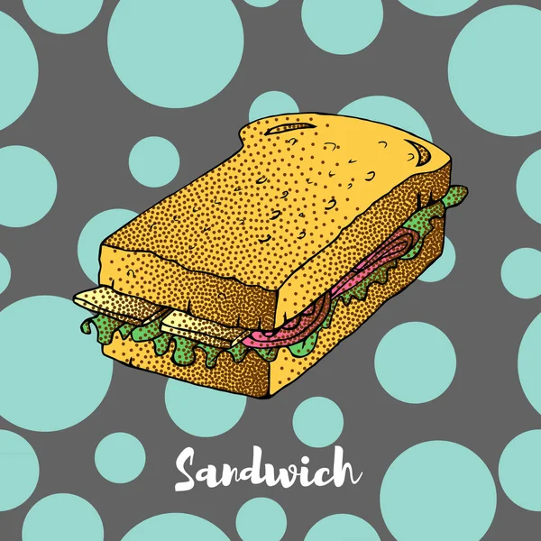 Disegno a mano di sandwich. Ottimo per menu o banner del ristorante — Vettoriale Stock