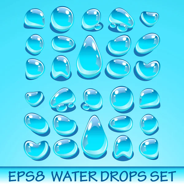 Realistische water druppels set. Handig voor Aqua iconen. — Stockvector