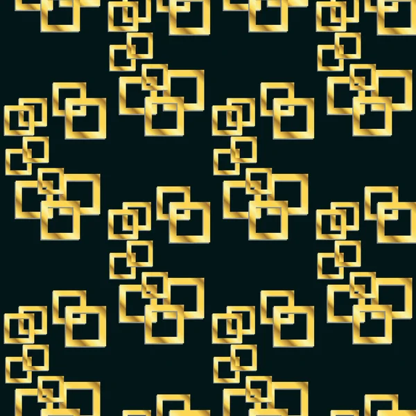 Squares seamless pattern. Gold metallic texture — Stock Vector