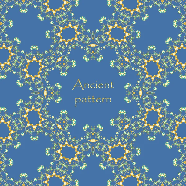 Colore oro rotondo astratto mandala ornamento etnico. Basato su antichi motivi greci, arabi e turchi. per tessuti, inviti, striscioni e altri — Vettoriale Stock