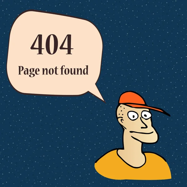 404 error page. Funny 404 error symbol with cartoon character of man. — Stock Vector