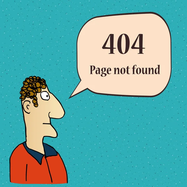 404 error page. Funny 404 error symbol with cartoon character of man. — Stock Vector