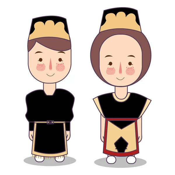 Kachin Myanmar Traditional National Clothes South East Asia Set Of Cartoon Characters In Traditional Costume Cute People Flat Illustrations Vector Image By C Artnahla Vector Stock 239510996
