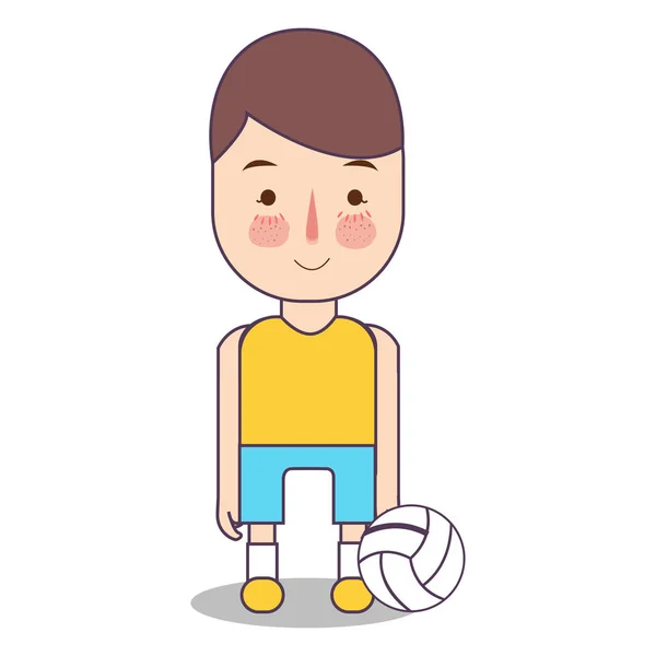 volleyball athlete with volley ball. Sport man avatar vector illustration of character on white background. boy standing in uniform.
