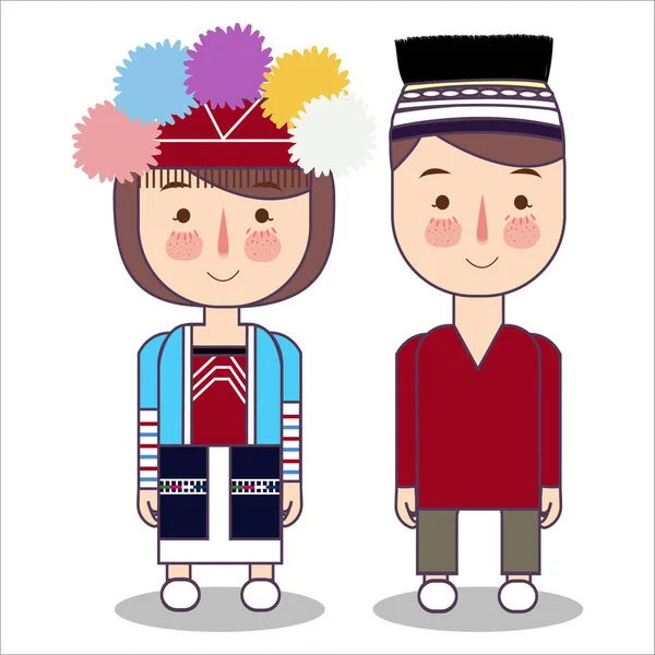 Para ślub Tajwan, Ładna tajwański tradycyjny komplet kostium narzeczeni ilustracja kreskówka wektor — Wektor stockowy