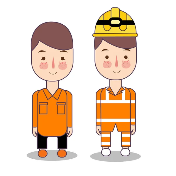 Twee ingenieurs met helmen en vesten. Zoek- en resque team of werknemer in de engineering bouw mijnbouw. veiligheidsconcept van teken vector. — Stockvector