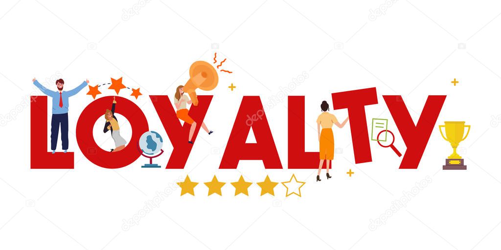 loyalty text concept of customer loyalty program in retail business. Consumer marketing satisfaction.