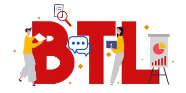 Btl veya müşteri ile hat iletişimaltında. Ürün tanıtımı pazarlama stratejisi. Kişiye doğrudan teklif.
