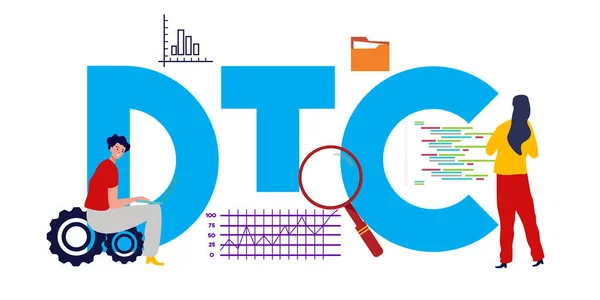 DTC Direct do strategii procesu marketingu konsumenckiego. Koncepcja handlowa w handlu. — Wektor stockowy