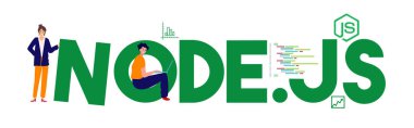 Node js framework javascript programming language flat design illustration vector clipart svg vector 