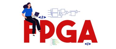 Fpga Alan Programlanabilir Kapı Dizileri İş Arama Kavramı. Teknoloji çip işlemci programlama. Vektör llustration.