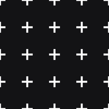 Dikişsiz desen - siyah bir zemin üzerine beyaz artı işareti