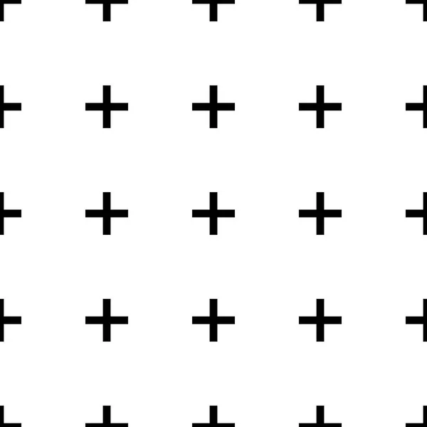 无缝模式-白色背景上的黑色加号 — 图库矢量图片