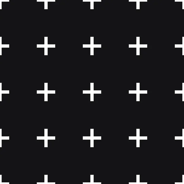 无缝模式-黑色背景上的白色加号 — 图库矢量图片