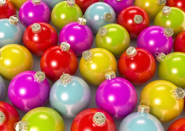 Christmas Balls Background New Year Toy Render — Stock Photo, Image