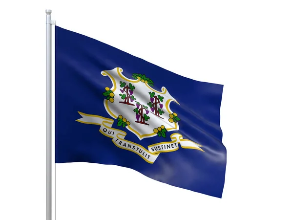 Connecticut (ABD devlet) bayrak beyaz arka plan üzerinde sallayarak, yakın, izole. 3d render