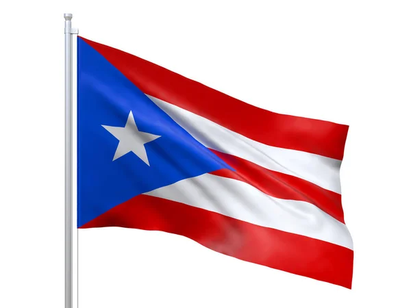 Puerto Rico (U.S. state) flagga vifta på vit bakgrund, närbild, isolerad. 3D-rendering — Stockfoto