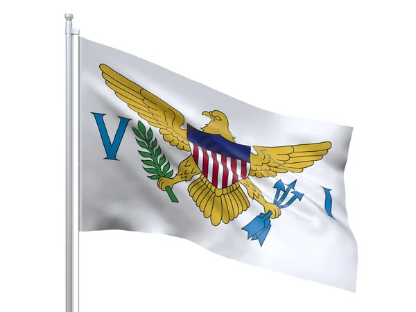Verenigde Staten Maagdeneilanden (Amerikaanse staat) vlag zwaaiende op witte achtergrond, close-up, geïsoleerd. 3D renderen — Stockfoto