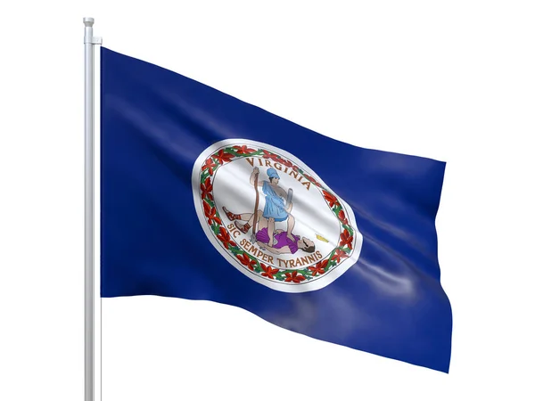 Virginia (U.S. state) flagga viftande på vit bakgrund, närbild, isolerad. 3D-rendering — Stockfoto
