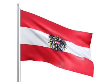 Avusturya bayrağı beyaz arka planda dalgalanıyor. Yaklaş, izole ol. 3d hazırlayıcı