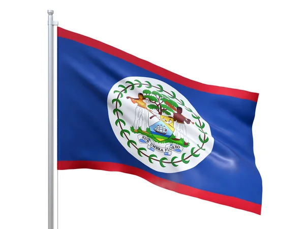 Bandeira Belize acenando em fundo branco, de perto, isolado. Renderização 3D — Fotografia de Stock