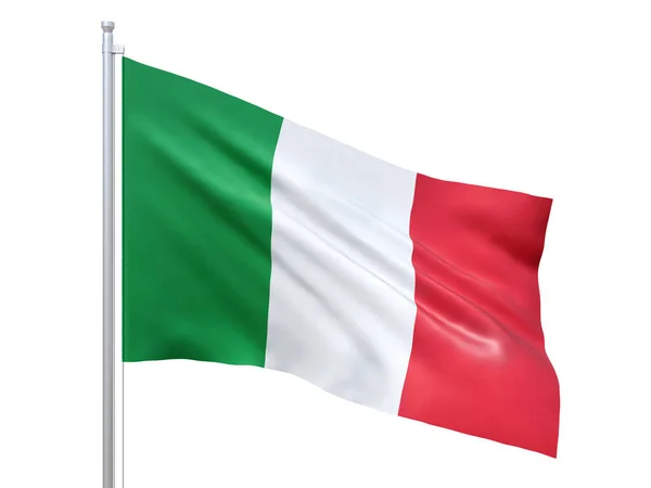 Italy flag waving on white background, close up, isolated. 3D render — ストック写真