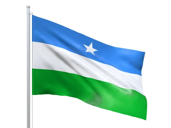 Puntland bandiera sventola su sfondo bianco, da vicino, isolato. Rendering 3D — Foto Stock