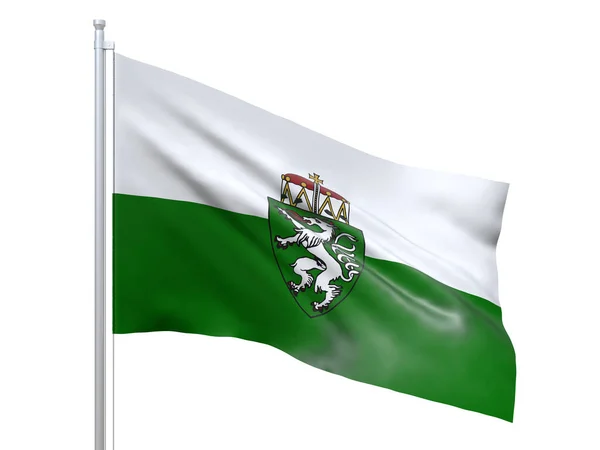 Estiria (Estado de Austria) bandera ondeando sobre fondo blanco, de cerca, aislada. Renderizado 3D — Foto de Stock