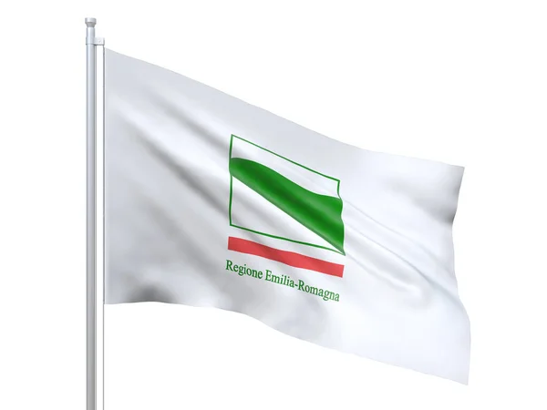 Емілія-Романья (регіон Італії) Прапор розмахує білим фоном, зблизька, ізольовано. 3d рендеринг — стокове фото