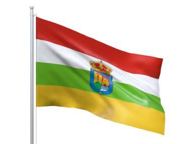 La Rioja (İspanya 'daki özerk topluluk) beyaz arka planda dalgalanan bayrak, yakın çekim, izole. 3d hazırlayıcı