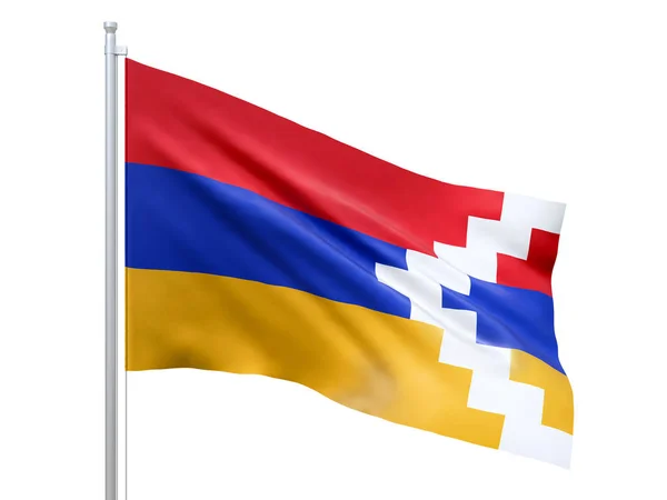 Die Flagge Von Artsakh Weht Auf Weißem Hintergrund Aus Nächster — Stockfoto