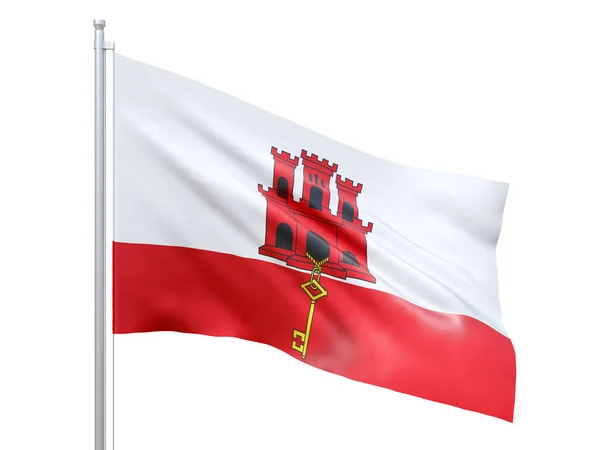 ジブラルタルの旗は白い背景に手を振って 隔離されています 3Dレンダリング — ストック写真