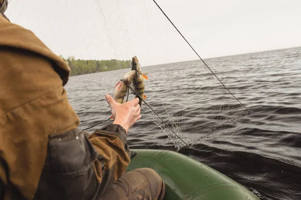 Redes de pesca num barco — Fotografia de Stock