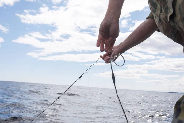 Redes de pesca num barco — Fotografia de Stock