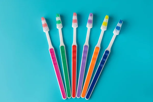Toothbrushes Blue Background Object Shaped Pieces — Stock Photo, Image